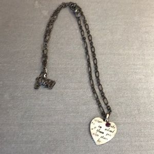 Silver Heart, Garnet, and Gunmetal Necklace